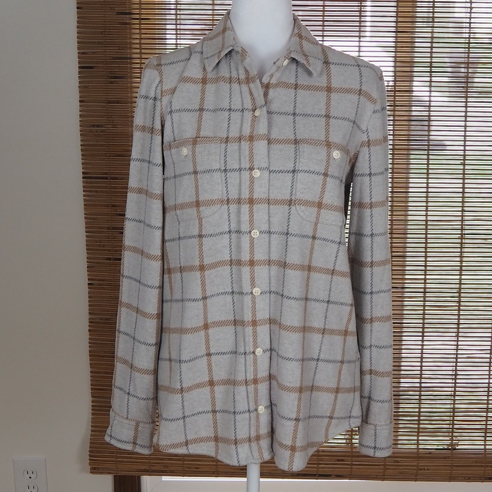 Faherty Legend Sweater Shirt‎ Women S Open Tundra Windowpane Plaid Flannel Shirt